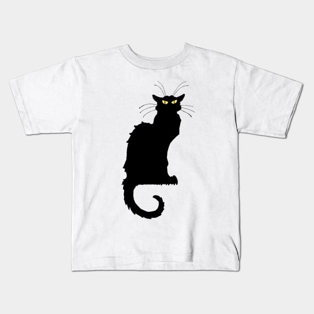 Black Cat Long Whiskers Kids T-Shirt by CANJ72